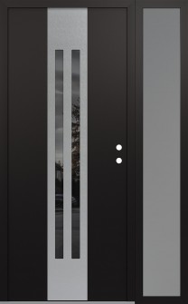 DIAMOND A8 48" X 80" BLACK/BLACK MIRRORED GLASS PANEL STAINLESS STEEL LHI WITH SIDELITE FROSTED GLASS