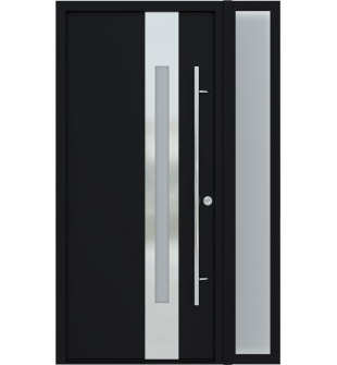 MODERN FRONT STEEL DOOR ZEPHYR BLACK/WHITE 49 1/4" X 81 11/16" LHI + SIDELITE RIGHT