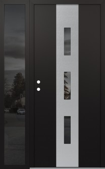 DIAMOND A7 48" X 80" BLACK/BLACK MIRRORED GLASS PANEL STAINLESS STEEL RHI WITH SIDELITE MIRRORED GLASS