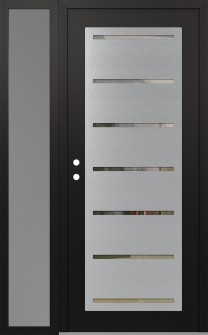 Diamond C11 50" x 80" black/black clear Glass Panel stainless steel RHI with Sidelite frosted Glass