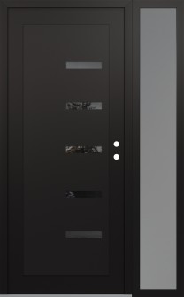 Diamond C8 48" x 80" black/black mirrored Glass Panel black LHI with Sidelite frosted Glass