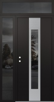 DIAMOND A1 48" X 96" BLACK/BLACK MIRRORED GLASS PANEL STAINLESS STEEL RHI WITH SIDELITE AND TRANSOM MIRRORED GLASS