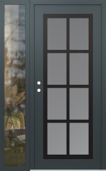 Diamond C16 50" x 80" anthracite/anthracite frosted Glass Panel black RHI with Sidelite clear Glass