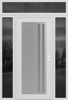 Diamond C6 64" x 96" white/white frosted Glass Panel stainless steel LHI with 2 Sidelites and Transom mirrored Glass