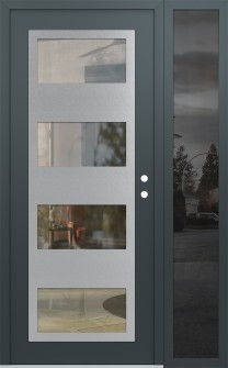 Diamond C2 52" x 80" anthracite/anthracite clear Glass Panel stainless steel LHI with Sidelite mirrored Glass