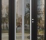 Modern Steel Front Door Diamond C14 64" x 80" black/black clear Glass Panel stainless steel LHI with 2 Sidelites clear Glass