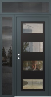 Diamond C2 50" x 96" anthracite/anthracite clear Glass Panel black RHI with Sidelite and Transom mirrored Glass