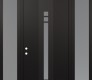 Modern Steel Front Door DIAMOND A4 64" X 96" BLACK/WHITE FROSTED GLASS PANEL BLACK RHI WITH 2 SIDELITES AND TRANSOM FROSTED GLASS