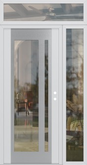 Diamond C15 52" x 96" white/white clear Glass Panel stainless steel LHI with Sidelite and Transom clear Glass