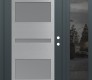 Modern Steel Front Door Diamond C10 52" x 80" anthracite/anthracite frosted Glass Panel stainless steel LHI with Sidelite mirrored Glass