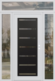 Diamond C11 68" x 96" white/white clear Glass Panel black LHI with 2 Sidelites and Transom clear Glass