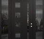 Modern Steel Front Door Diamond C3 60" x 96" black/black mirrored Glass Panel black LHI with 2 Sidelites and Transom mirrored Glass