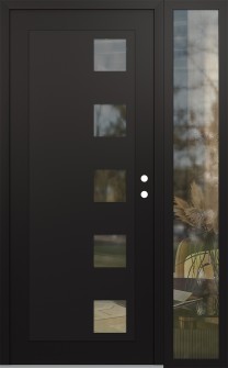 Diamond C5 48" x 80" black/black clear Glass Panel black LHI with Sidelite clear Glass