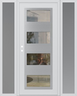 Diamond C2 64" x 80" white/white clear Glass Panel stainless steel RHI with 2 Sidelites frosted Glass