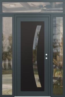 Diamond C4 60" x 96" anthracite/anthracite clear Glass Panel black LHI with 2 Sidelites and Transom clear Glass