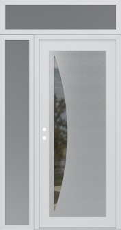 Diamond C13 50" x 96" white/white clear Glass Panel stainless steel RHI with Sidelite and Transom frosted Glass