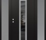 Modern Steel Front Door DIAMOND A1 64" X 80" BLACK/BLACK MIRRORED GLASS PANEL STAINLESS STEEL RHI WITH 2 SIDELITES FROSTED GLASS