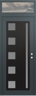 Diamond C3 36" x 96" anthracite/anthracite frosted Glass Panel black LHI with Transom clear Glass