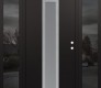 Modern Steel Front Door DIAMOND A1 60" X 80" BLACK/WHITE FROSTED GLASS PANEL STAINLESS STEEL LHI WITH 2 SIDELITES MIRRORED GLASS