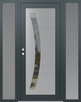 Diamond C4 60" x 80" anthracite/anthracite clear Glass Panel stainless steel RHI with 2 Sidelites frosted Glass