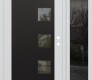 Modern Steel Front Door Diamond C5 50" x 80" white/white clear Glass Panel black LHI with Sidelite mirrored Glass
