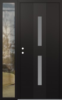 DIAMOND A6 48" X 80" BLACK/WHITE FROSTED GLASS PANEL BLACK RHI WITH SIDELITE CLEAR GLASS