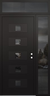 Diamond D8 48" x 96" black/black mirrored Glass Panel black LHI with Sidelite and Transom mirrored Glass