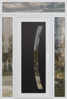 Diamond C4 64" x 96" white/white clear Glass Panel black LHI with 2 Sidelites and Transom clear Glass