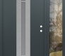 Modern Steel Front Door DIAMOND A5 52" X 80" ANTHRACITE/ANTHRACITE FROSTED GLASS PANEL STAINLESS STEEL LHI WITH SIDELITE CLEAR GLASS