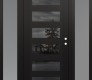 Modern Steel Front Door Diamond C9 60" x 80" black/black mirrored Glass Panel black LHI with 2 Sidelites frosted Glass