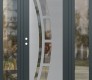 Modern Steel Front Door Diamond C12 60" x 80" anthracite/anthracite clear Glass Panel stainless steel RHI with 2 Sidelites clear Glass