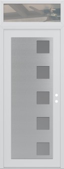 Diamond C5 36" x 96" white/white frosted Glass Panel stainless steel LHI with Transom clear Glass