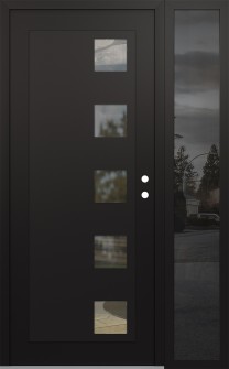 Diamond C5 52" x 80" black/black clear Glass Panel black LHI with Sidelite mirrored Glass