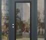 Modern Steel Front Door Diamond C1 64" x 96" anthracite/anthracite clear Glass Panel black RHI with 2 Sidelites and Transom clear Glass