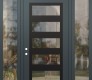 Modern Steel Front Door Diamond C9 68" x 96" anthracite/anthracite clear Glass Panel black RHI with 2 Sidelites and Transom clear Glass