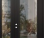 Modern Steel Front Door Diamond C1 48" x 96" black/black clear Glass Panel black RHI with Sidelite and Transom clear Glass