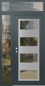 Diamond C2 48" x 96" anthracite/anthracite clear Glass Panel stainless steel RHI with Sidelite and Transom clear Glass
