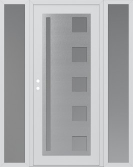 Diamond C3 68" x 80" white/white frosted Glass Panel stainless steel RHI with 2 Sidelites frosted Glass