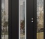 Modern Steel Front Door DIAMOND A11 68" X 80" BLACK/BLACK CLEAR GLASS PANEL STAINLESS STEEL LHI WITH 2 SIDELITES CLEAR GLASS