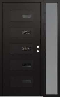 Diamond D7 50" x 80" black/black mirrored Glass Panel black LHI with Sidelite frosted Glass