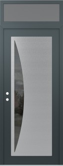 Diamond C13 36" x 96" anthracite/anthracite mirrored Glass Panel stainless steel RHI with Transom frosted Glass