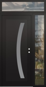 Diamond C4 50" x 96" black/white frosted Glass Panel black LHI with Sidelite and Transom clear Glass