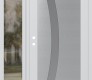 Modern Steel Front Door Diamond C4 48" x 80" white/white frosted Glass Panel stainless steel RHI with Sidelite clear Glass
