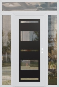 Diamond C10 64" x 96" white/white clear Glass Panel black LHI with 2 Sidelites and Transom clear Glass