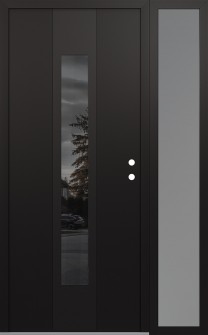 DIAMOND A1 52" X 80" BLACK/BLACK MIRRORED GLASS PANEL BLACK LHI WITH SIDELITE FROSTED GLASS