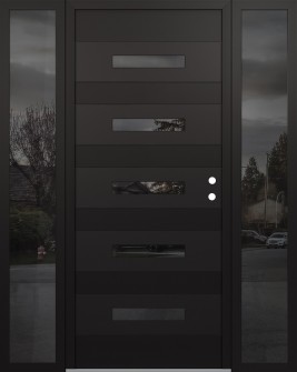 Diamond D9 64" x 80" black/black mirrored Glass Panel black LHI with 2 Sidelites mirrored Glass