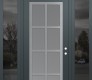 Modern Steel Front Door Diamond C16 64" x 96" anthracite/anthracite frosted Glass Panel stainless steel LHI with 2 Sidelites and Transom mirrored Glass