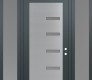 Modern Steel Front Door Diamond C8 68" x 96" anthracite/anthracite frosted Glass Panel stainless steel LHI with 2 Sidelites and Transom frosted Glass