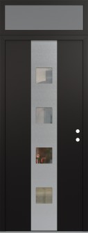 DIAMOND A12 36" X 96" BLACK/BLACK CLEAR GLASS PANEL STAINLESS STEEL LHI WITH TRANSOM FROSTED GLASS