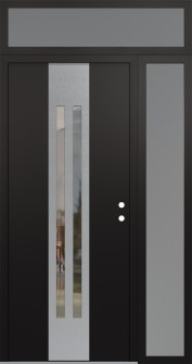 DIAMOND A8 52" X 96" BLACK/BLACK CLEAR GLASS PANEL STAINLESS STEEL LHI WITH SIDELITE AND TRANSOM FROSTED GLASS